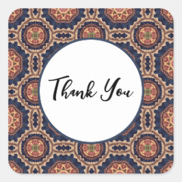 Blommor och stjärnformer Mönster - Tack Fyrkantigt Klistermärke