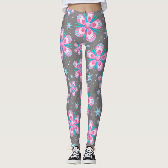 Blommor och stjärnor leggings (Framsida)