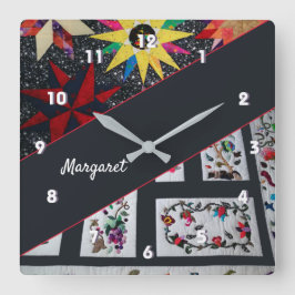 Blommor och stjärnor, stora lock fyrkantig klocka