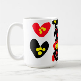 Blommor och svart och röd valentines dag kaffemugg