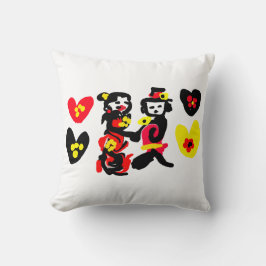 Blommor och svart och röd valentines dag kudde