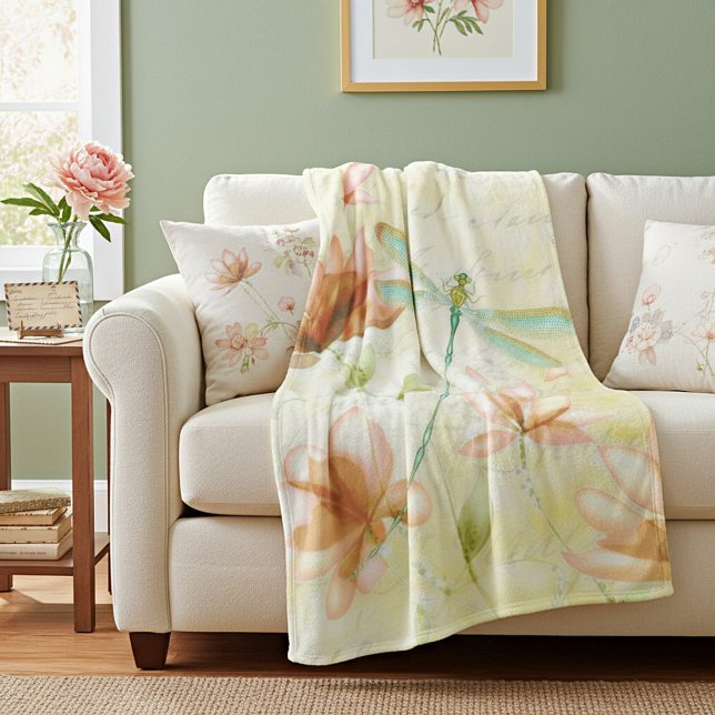 Blommor och trollslända fleecefilt (Skapare uppladdad)