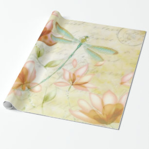 Blommor och trollslända inpackningspapper presentpapper
