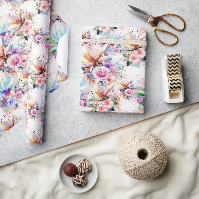 Blommor och Trollsländor Presentpapper (Hantverk)