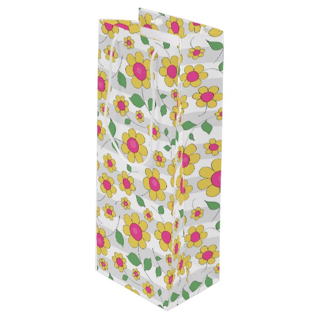 Blommor och ungar rosa gult lycklig vår doodles (Framsidan Vinklad)