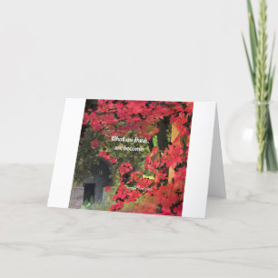 Blommor och vägg med ett andligt meddelande