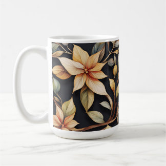 Blommor och vindruvor av elegant kaffemugg