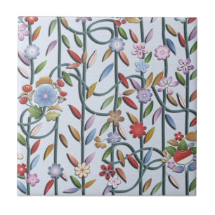 Blommor och vines kakelplatta