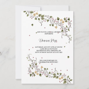 blommor och vinrankor minimalistisk grön inbjudningar
