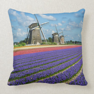 Blommor och windmillsdekorativ kudde