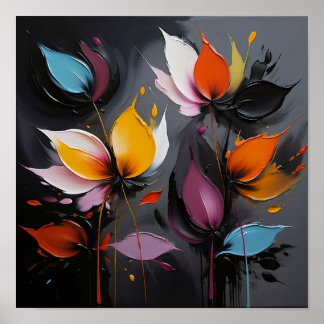 Blommor, Oljemålning (fetstil, texturerat utseende Poster