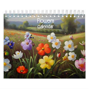 Blommor, oljemålning kalender