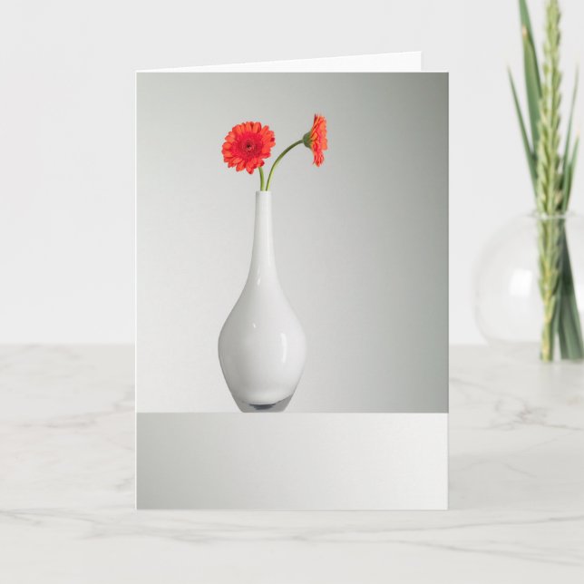 Blommor | Orange Gerbera i Vas Kort (Framsida)