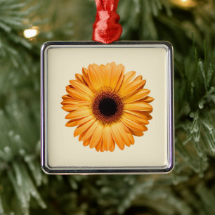 Blommor Orange Gerbera Julgransprydnad Metall