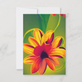 Blommor orange guldröda grönt kattunge röster tack kort