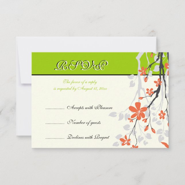 Blommor, orange lime green bröllop OSA card (Framsida)