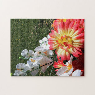 Blommor orange och vit pusselbitar pussel