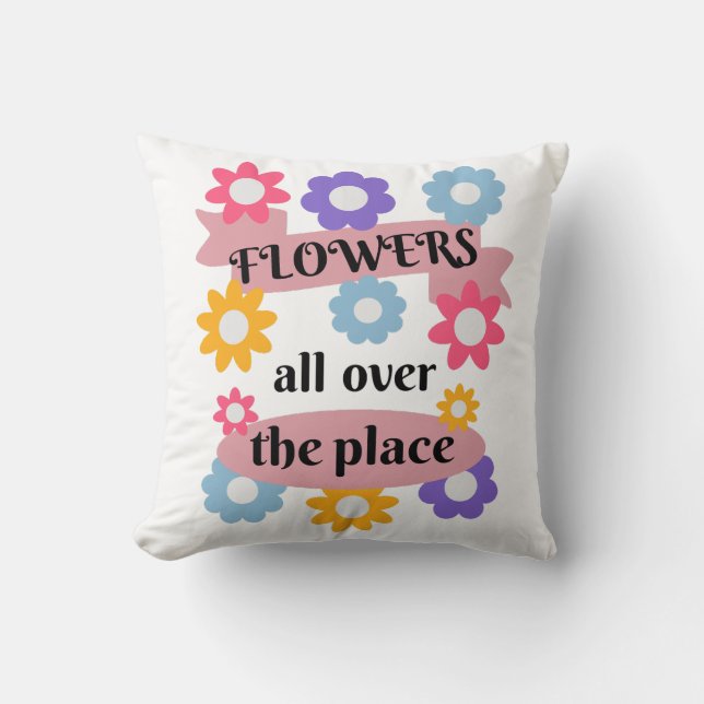 Blommor över hela ställe kudde (Framsida)