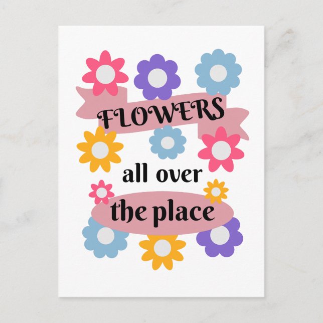 Blommor över hela ställe vykort (Framsida)