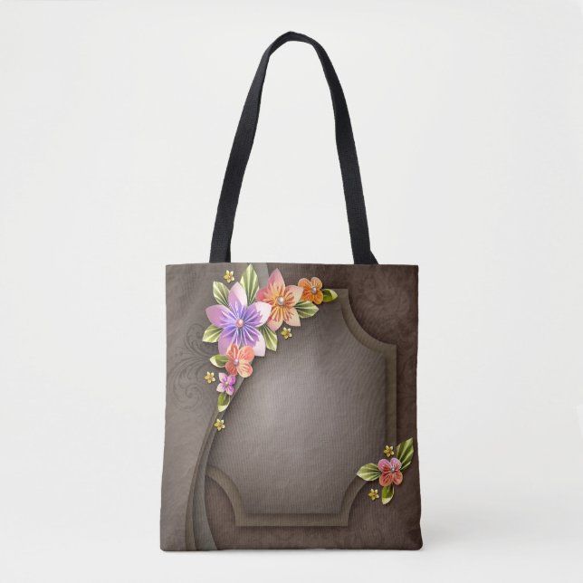 Blommor, över-skriv ut, tote-säck, medel tygkasse (Framsida)