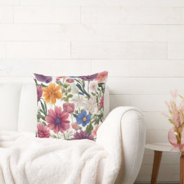 Blommor över utskrifts-fyllning kudde