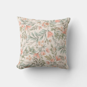 Blommor överallt Peach och Blue Sage Throw Pillo Kudde