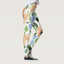 Blommor överallt, persikor, blå, Grönt, vattenfärg