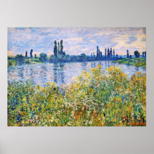 Blommor på Banker vid floden Seine Fine Art Poster