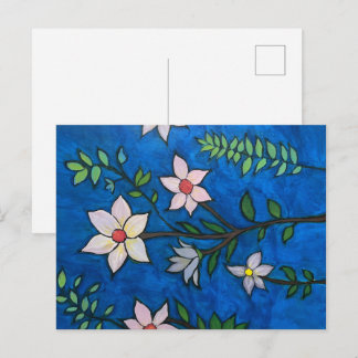 Blommor på Blå Postkort Vykort