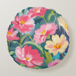 Blommor på blå rund kudde