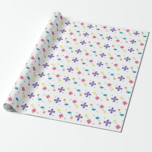 Blommor på den vassa vitgåvasjalen presentpapper