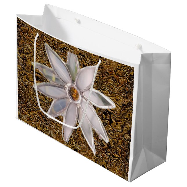 "Blommor på display" (Stor) presentpåse (Framsidan Vinklad)