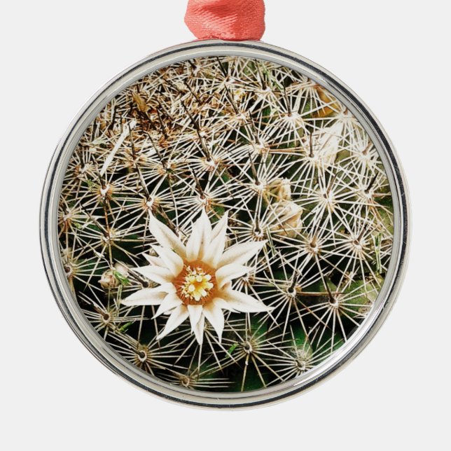 Blommor på en Cactus Julgransprydnad Metall (Framsidan)