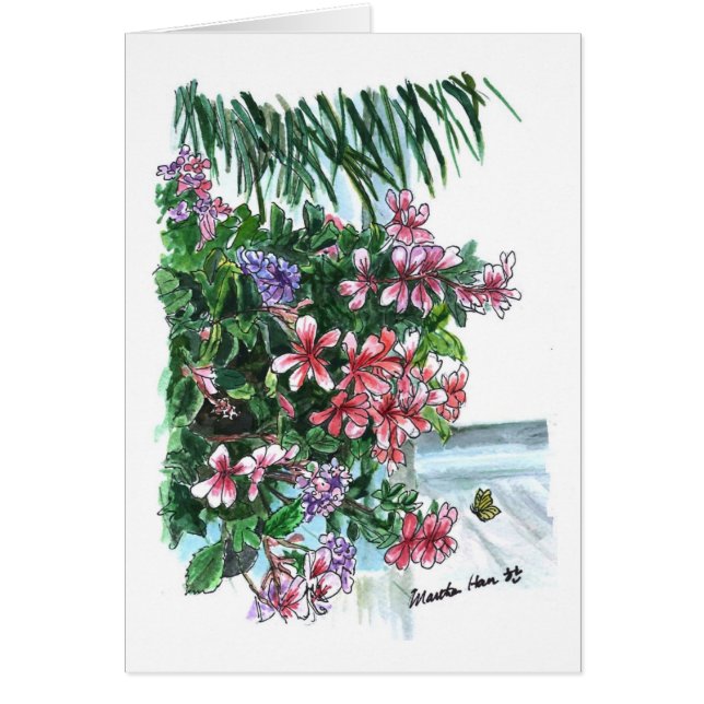 Blommor på en gata hälsningskort (Framsidan)