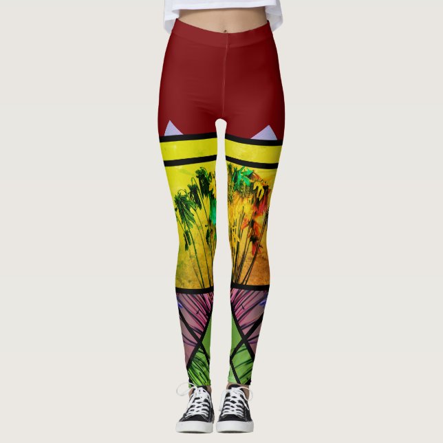 Blommor på en kanvas leggings (Framsida)