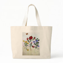 Blommor på en vattenfärgsmålning med Picket Fence