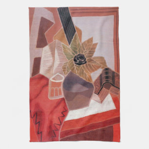 Blommor på ett bord av Juan Gris, Vintage Kubism Kökshandduk