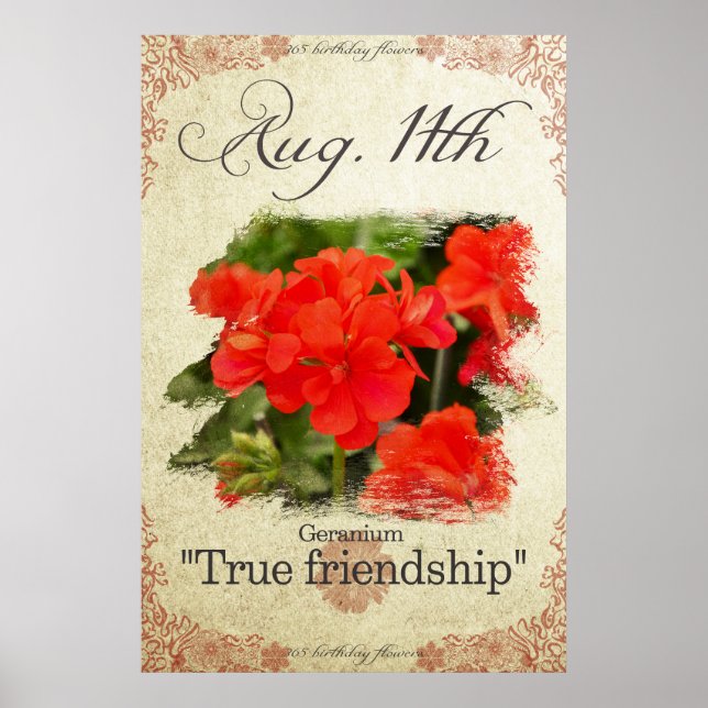 Blommor på födelsedagen den 11 augusti poster (Framsidan)