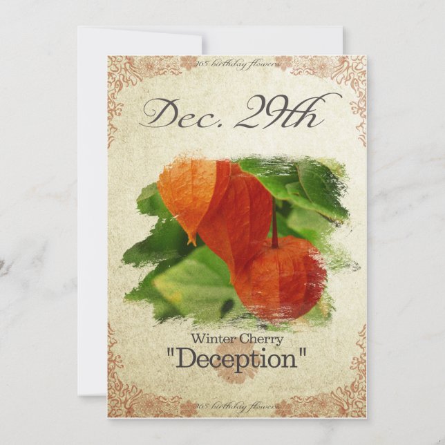 Blommor på födelsedagen den 29 december "vinterkör kort (Framsida)