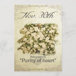 Blommor på födelsedagen den 30 november "Baby's an Kort