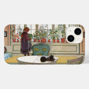 Blommor på fönsterbänken från en Home Carl Larsson