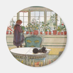 Blommor på fönsterbrädan av Carl Larsson Magnet