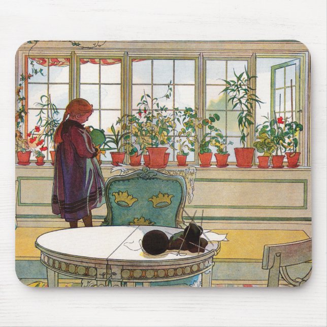 Blommor på fönsterbrädan av Carl Larsson Musmatta (Framsidan)
