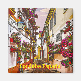 Blommor på gatan.Cordoba, Andalusien, Spanien. Magnet