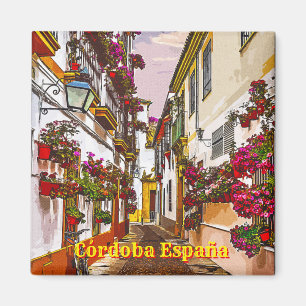 Blommor på gatan.Cordoba, Andalusien, Spanien. Magnet