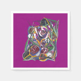 Blommor, på lila pappersservett