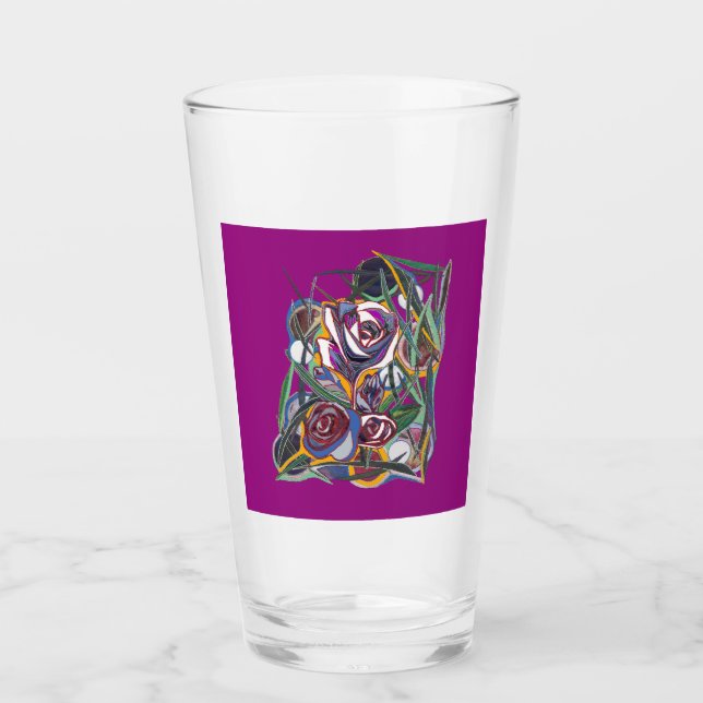 Blommor, på lilans bakgrund glaskopp (Framsida)