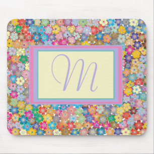 Blommor på min Desk Monogrammed Musmatta