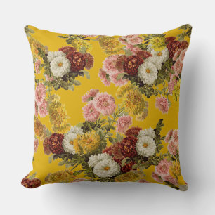 Blommor på Mustard Gult Kudde