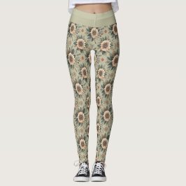 Blommor på salvgrönt leggings